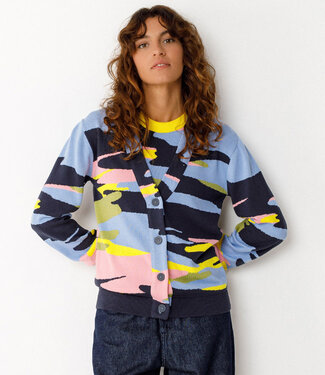 SKFK SKFK v-hals vest ALIZE MULTI met print biologisch katoen