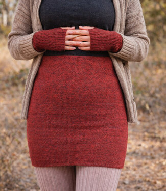 De Colores Wollen Nierwarmer van baby alpaca ROOD ZWART 47 reversible