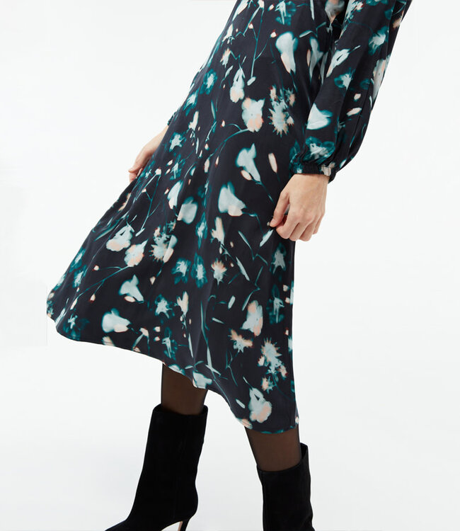 GIVN midi tencel jurk ANISA FLOWERS met wijde mouwen