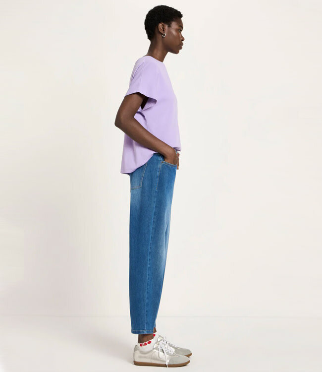 LANIUS tapered spijkerbroek TYRA MID BLUE biologisch katoen