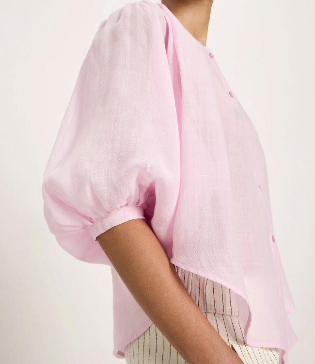 LANIUS blouse met plooien VERENA ORCHID van ramie