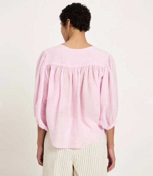 LANIUS blouse met plooien VERENA ORCHID van ramie