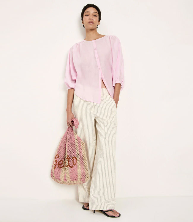 LANIUS blouse met plooien VERENA ORCHID van ramie