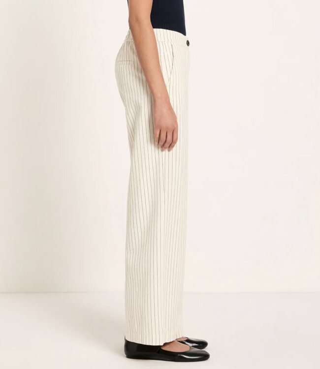 LANIUS gestreepte pantalon ISA BLACK WHITE  biologisch katoen