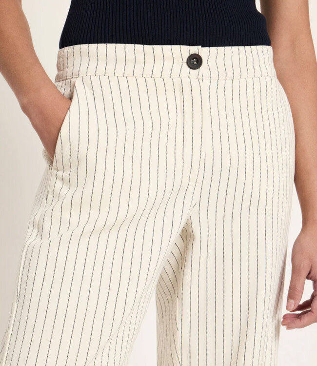 LANIUS gestreepte pantalon ISA BLACK WHITE  biologisch katoen
