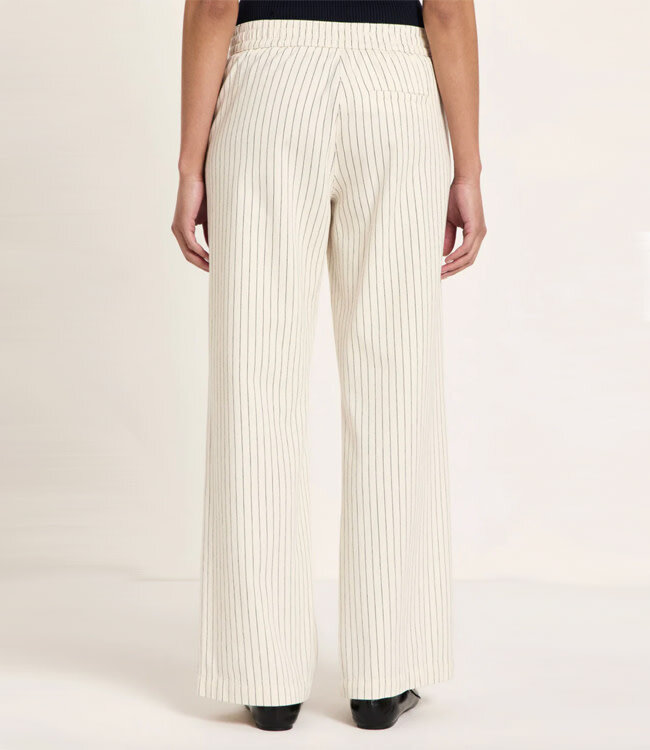 LANIUS gestreepte pantalon ISA BLACK WHITE  biologisch katoen