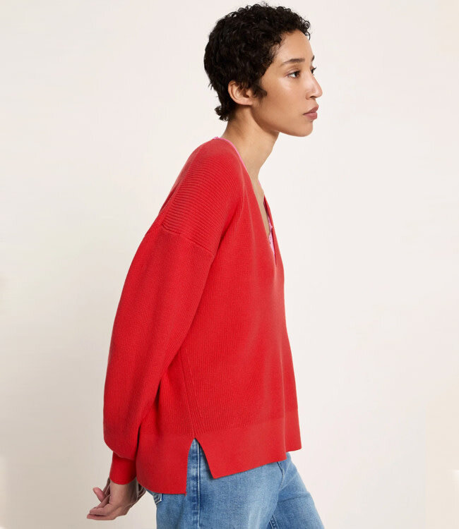 LANIUS v-hals trui LAURA RED van biologisch katoen