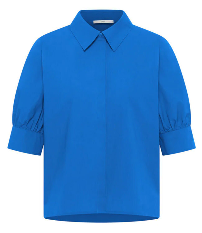 LANIUS blouse met pofmouw SOFIE LAPIS biologisch katoen