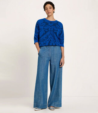 Lanius LANIUS jaquard trui NORAH LAPIS van biologisch katoen