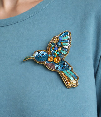 FAIRTRADE broche KOLIBRIE met pailetten en kralen