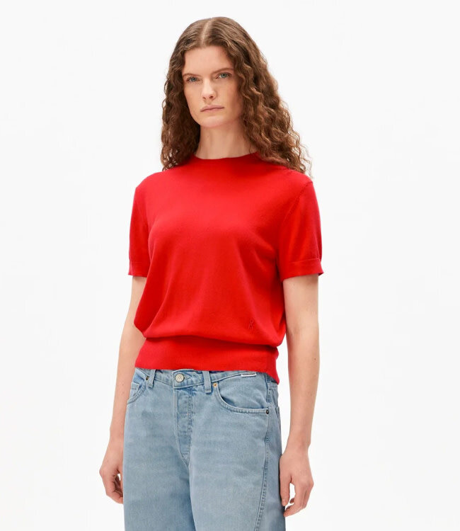 ARMEDANGELS fijn gebreid shirt FIENE RED tencel katoen