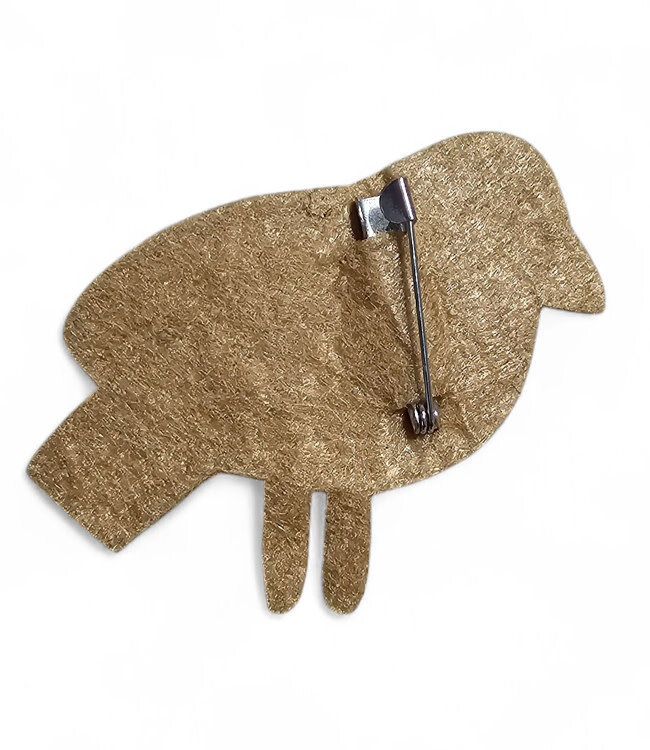 FAIRTRADE broche BIRDIE BEIGE met pailetten en kralen