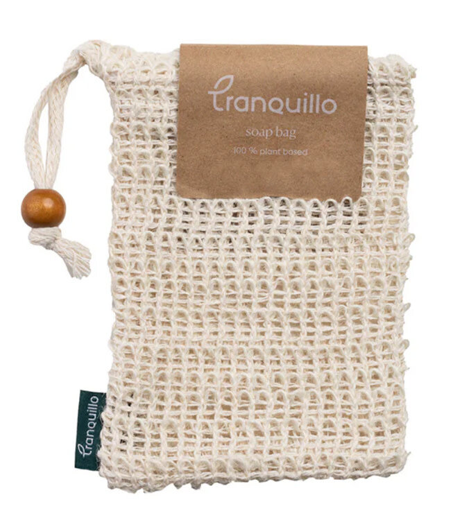 TRANQUILLO sisal zeepzakje met houten kraal ZERO WASTE