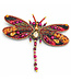 FAIRTRADE broche LIBELLE RED met pailetten en kralen