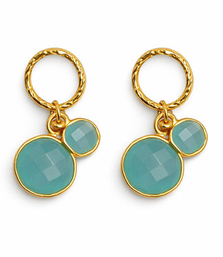 happy lona FAIRTRADE Oorbellen met cateye stenen DUO GREEN verguld