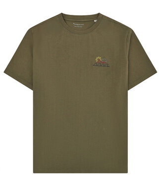 KnowledgeCottonApparel Shirt met borduursel KANE OLIVE biologisch katoen KCA