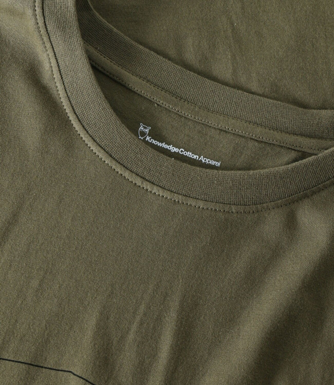 T-shirt met print TIM SKETCH OWL OLIVE biologisch katoen KCA