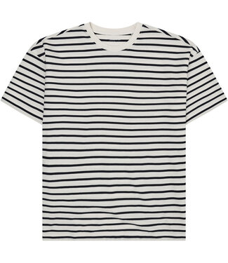 KnowledgeCottonApparel Gestreept t-shirt SHAYNE BLUE WHITE biologisch katoen KCA