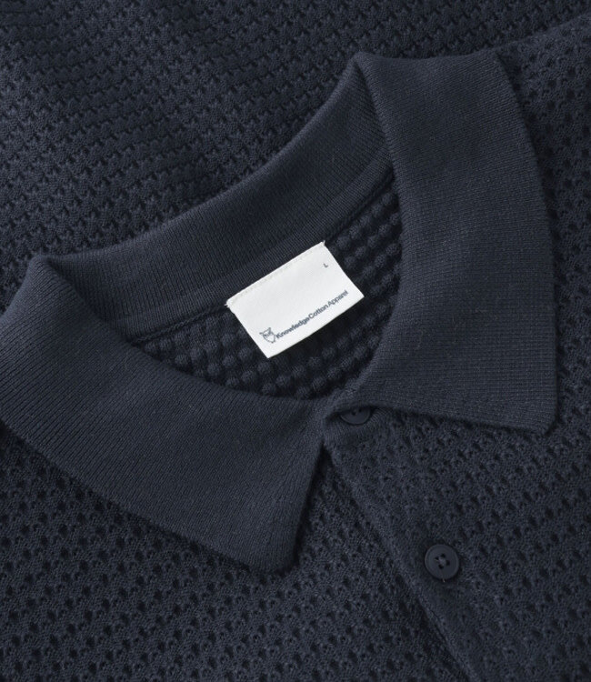Gebreid polo shirt lange mouw met NIEK NIGHT biologisch katoen KCA