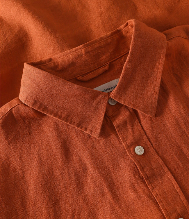 linnen overhemd WAHID BRICK garment dyed KCA