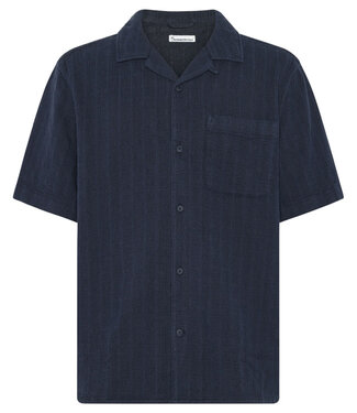 KnowledgeCottonApparel Overhemd korte mouw STRUCTURE NIGHT biokatoen KCA