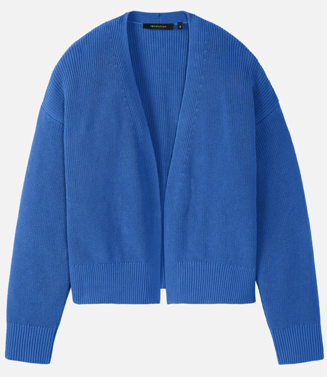 RECOLUTION openvallend vest INGA BLUE biologisch katoen