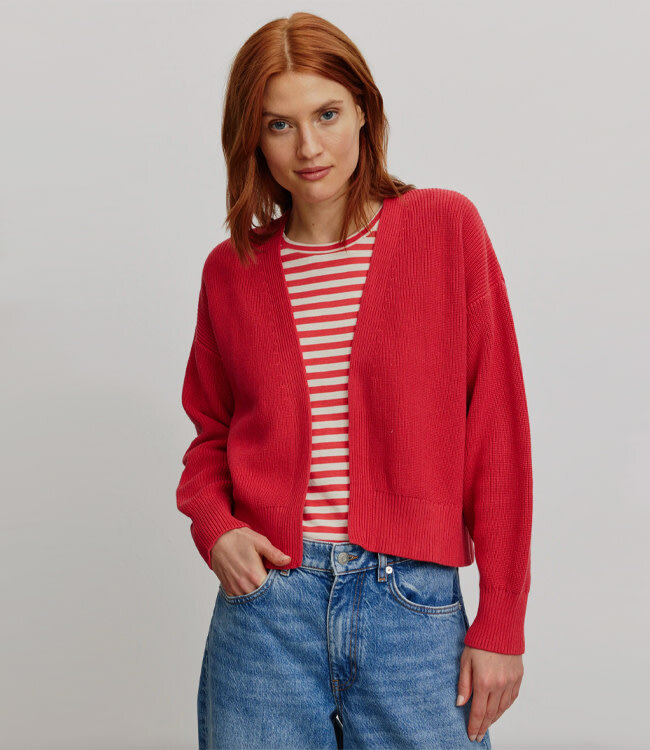 RECOLUTION openvallend vest INGA RED biologisch katoen