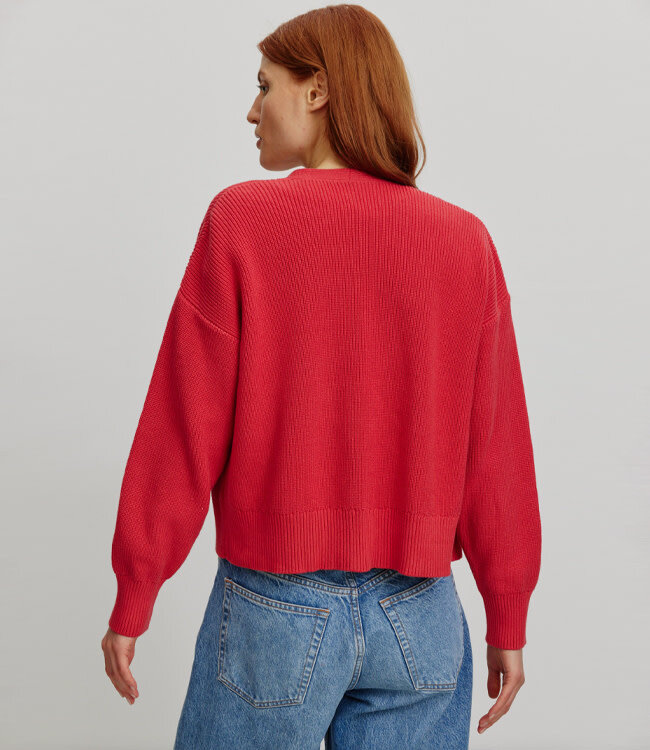 RECOLUTION openvallend vest INGA RED biologisch katoen