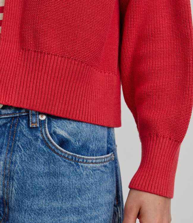 RECOLUTION openvallend vest INGA RED biologisch katoen