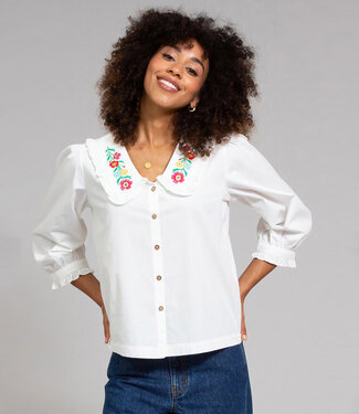 KITE KITE witte blouse met borduursel LIV van biologisch katoen poplin