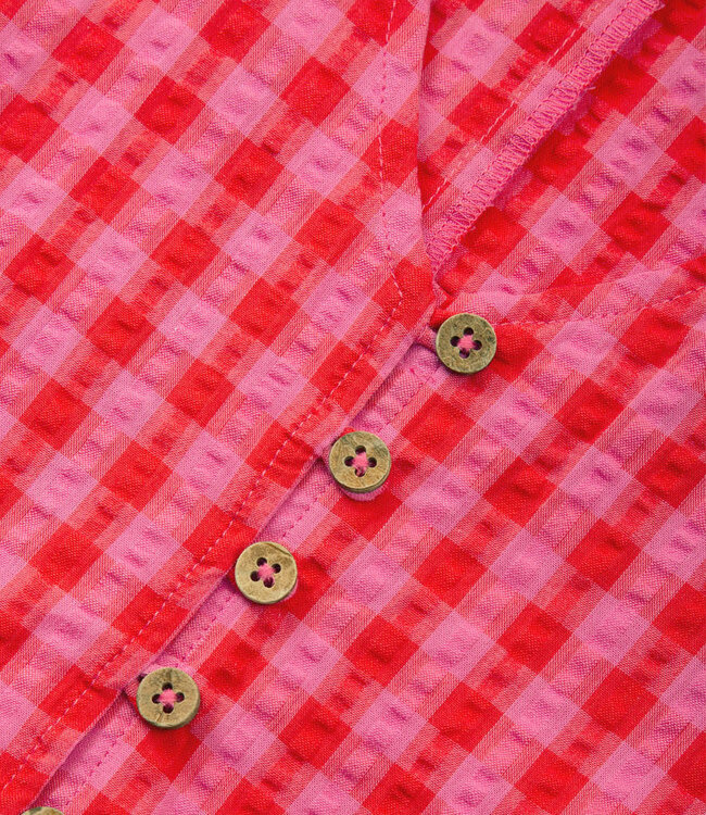 KITE geruite seersucker jurk BOBBIE PINK biologisch katoen