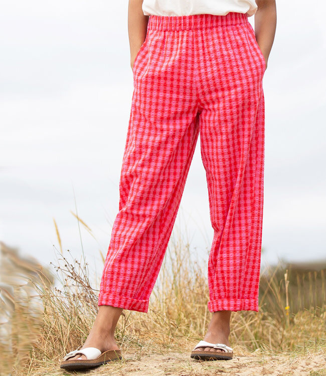 KITE barrel leg broek RIX PINK van biologisch katoen seersucker