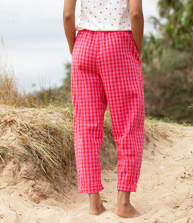 KITE barrel leg broek RIX PINK van biologisch katoen seersucker