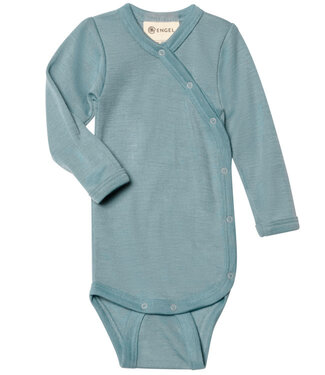 Engel ENGEL wikkel romper wol zijde met overslag IJSBLAUW