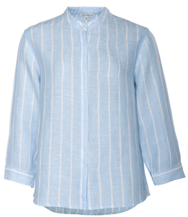 LIVING CRAFTS linnen gestreepte blouse PAM BLUE