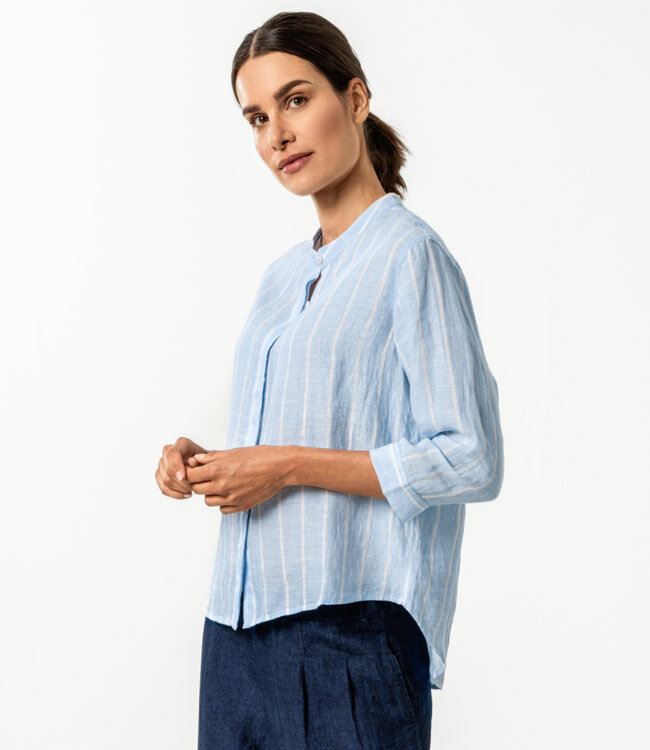 LIVING CRAFTS linnen gestreepte blouse PAM BLUE