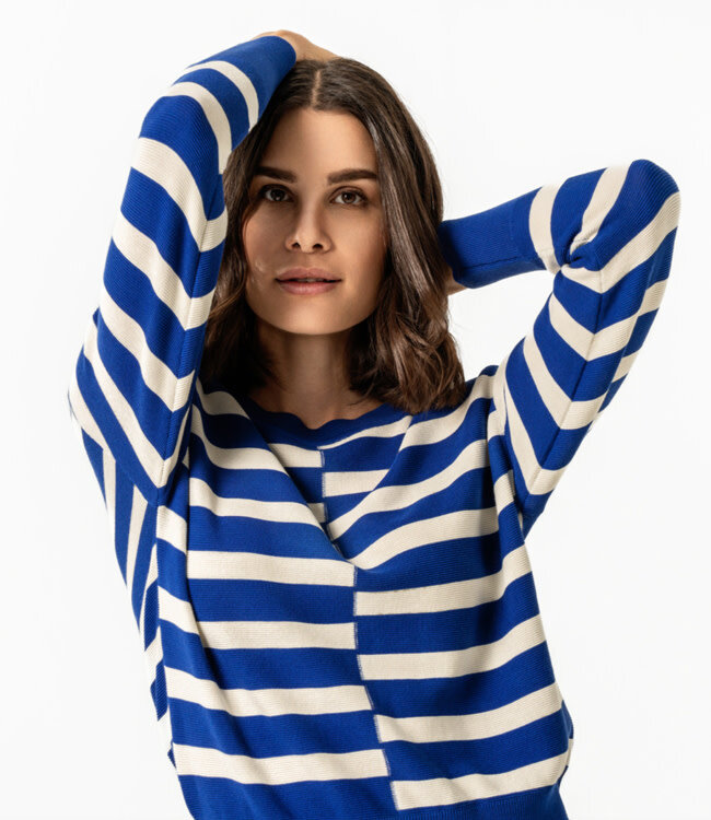 LIVING CRAFTS gestreepte trui MALIKA BLUE biologisch katoen