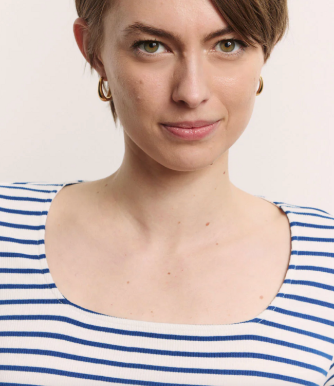 TRANQUILLO gestreept shirt LOLLY BLUE tencel katoen