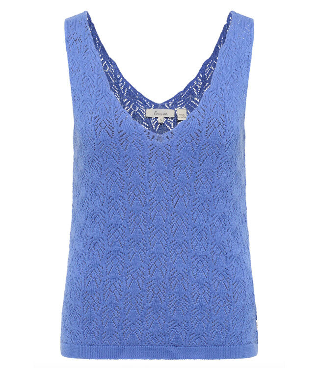 TRANQUILLO gebreide ajour top MALA BLUE biologisch katoen