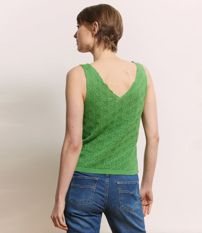 TRANQUILLO gebreide ajour top MALA GREEN biologisch katoen