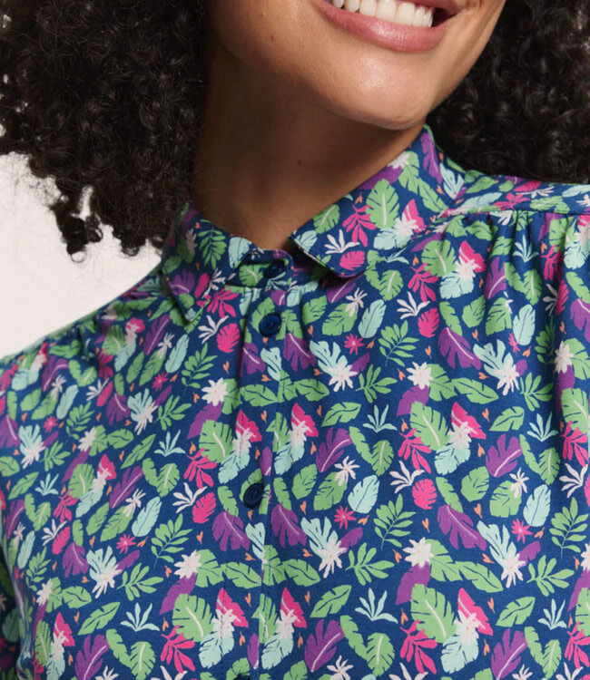 TRANQUILLO ecovero blouse met kraag KATY BOTANIC