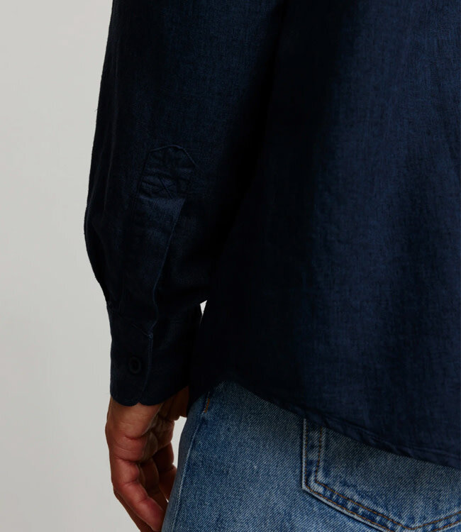 RECOLUTION overhemd NUTMEG NAVY ecovero linnen