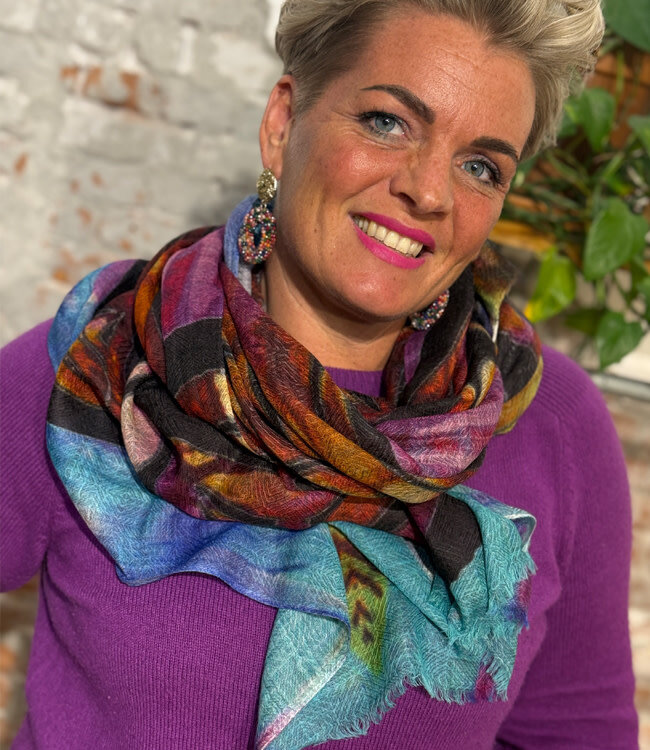 HIMALAYA dunne wollen sjaal met print MAYA