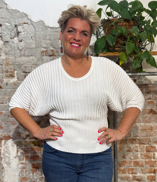 SKFK SKFK gebreide batwing trui DUNA WHITE van biologisch katoen