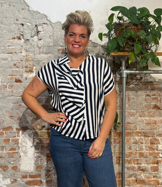 SKFK SKFK geplooide blouse KAUA STRIPES van ecovero