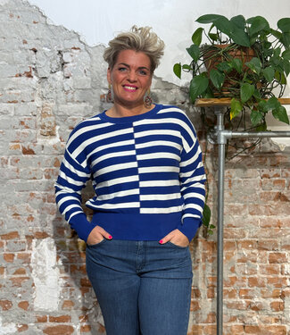 Living Crafts LIVING CRAFTS gestreepte trui MALIKA BLUE biologisch katoen