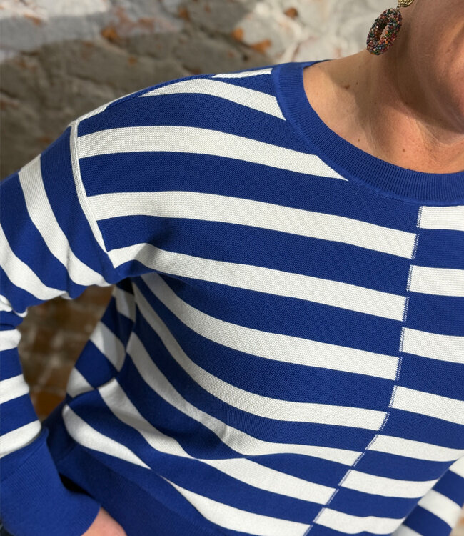 LIVING CRAFTS gestreepte trui MALIKA BLUE biologisch katoen