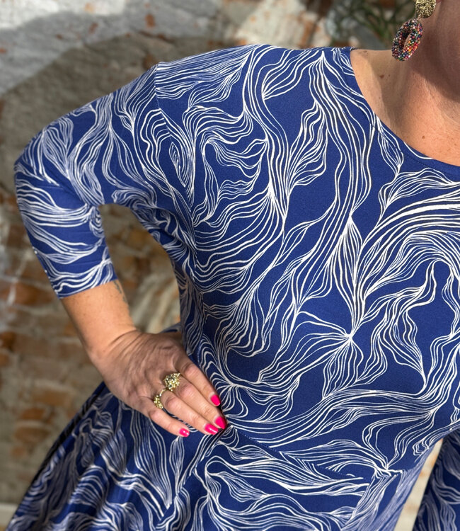 HIMALAYA batwing jurk MAIA BLUE met print van ecovero