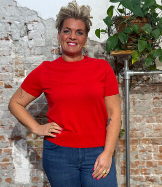 ARMEDANGELS ARMEDANGELS fijn gebreid shirt FIENE RED tencel katoen