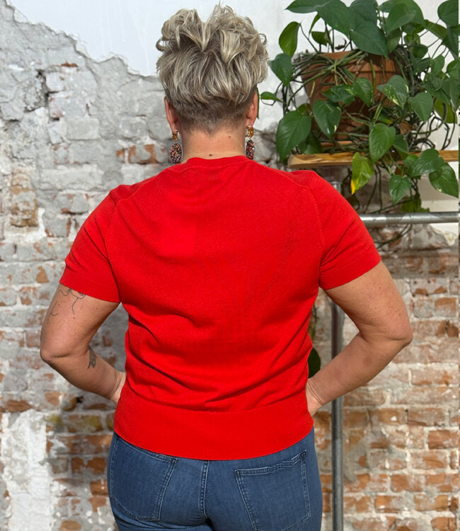 ARMEDANGELS fijn gebreid shirt FIENE RED tencel katoen